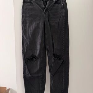 American Eagle Outfitters Black Distressed Straight-Leg Jeans